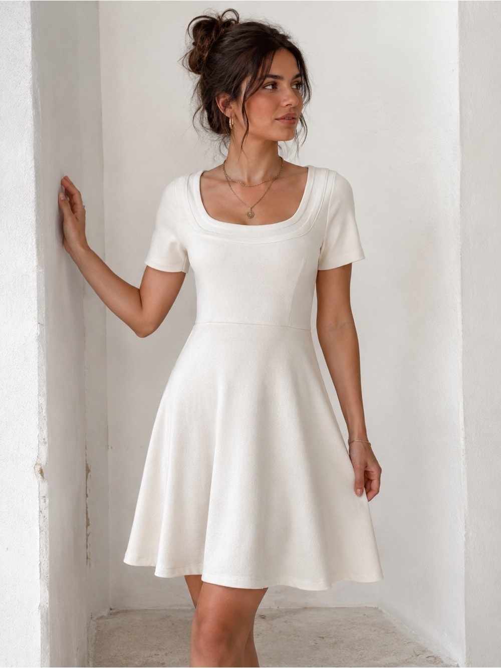 NWT Guess White XS Short Sleeve Dress  Peplum XS